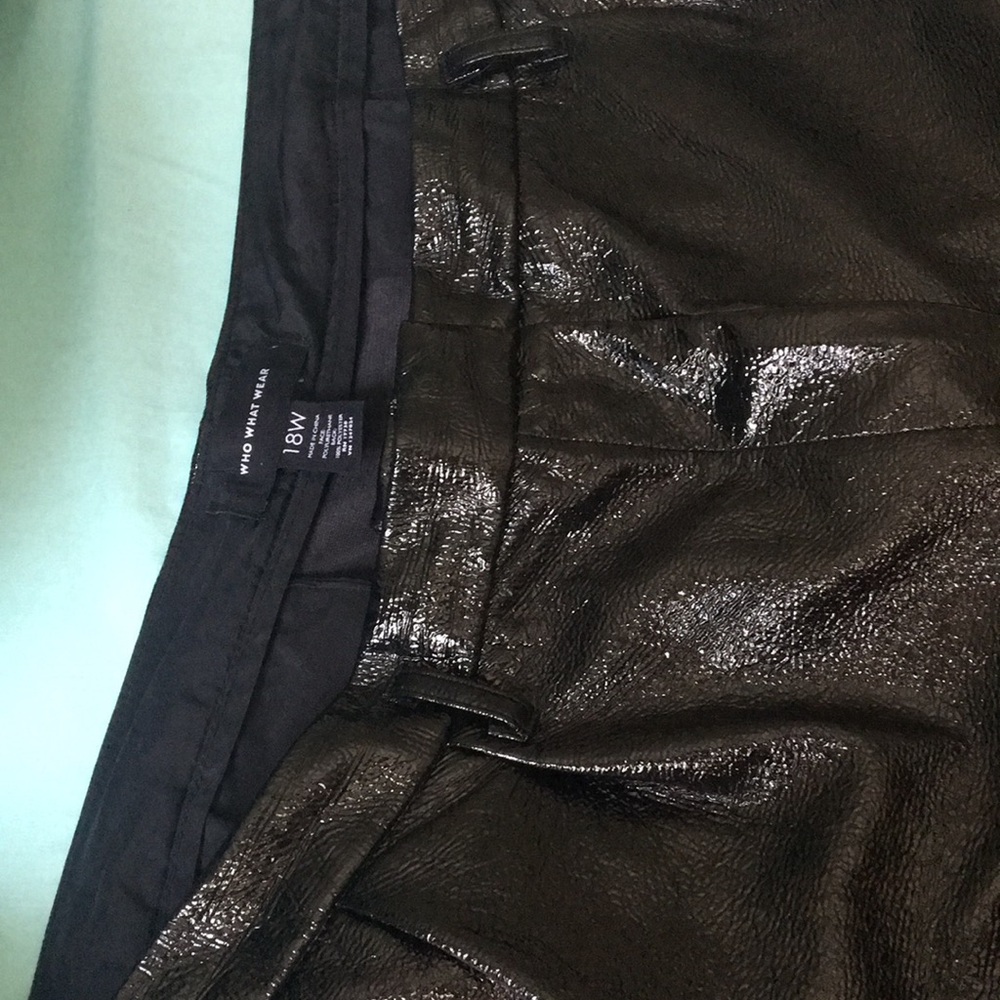 Faux leather black boot cut pant